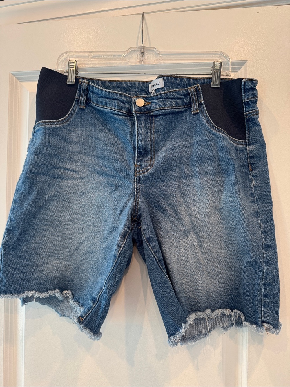 Motherhood Maternity Denim Belly Panel Distressed Shorts
